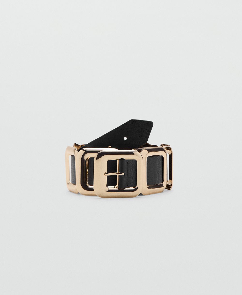 Mango Women's Square Design Leather Belt
