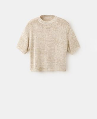 Женский трикотажный свитер MANGO с коротким рукавом, Heathered