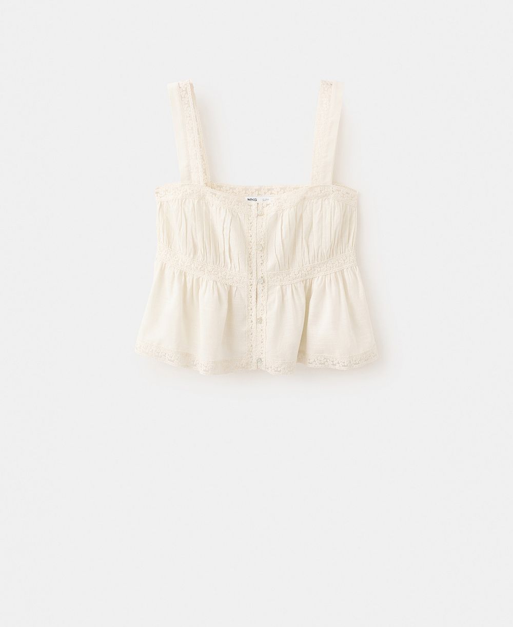 Mango Women's Cotton Lace Top
