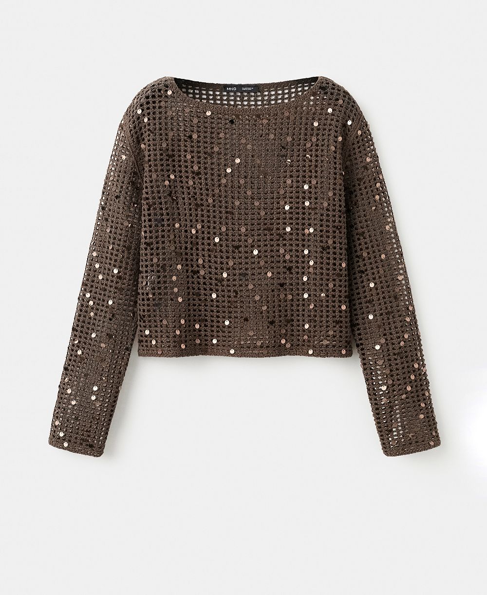 Женский вязаный свитер Mango Sequined Crocheted
