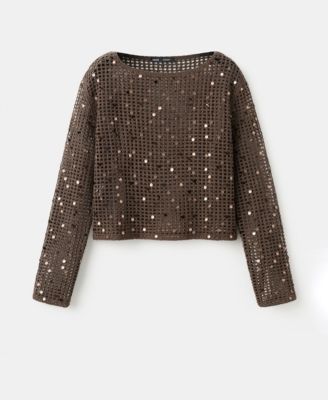 Женский вязаный свитер Mango Sequined Crocheted