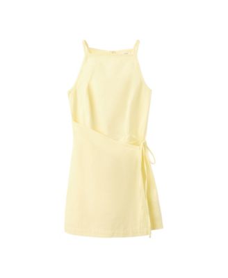 MANGO Women's Straps and Bow Detail Mini Cotton Dress