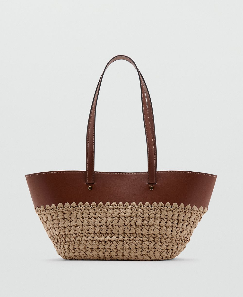 Mango Women's Natural-Fiber Tote Bag