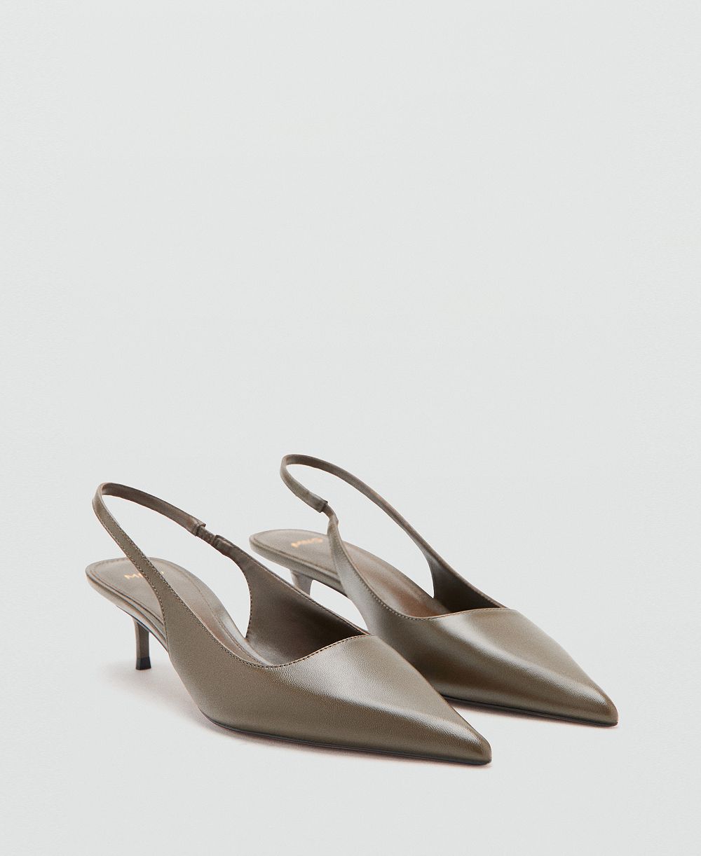 Mango Women's Pointed-Toe Leather Heeled Shoes