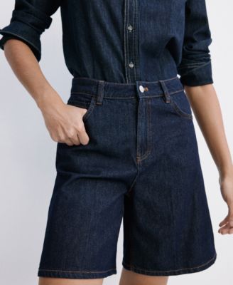 Женщины Mango High-Waist Straight-Fit Denim Shorts