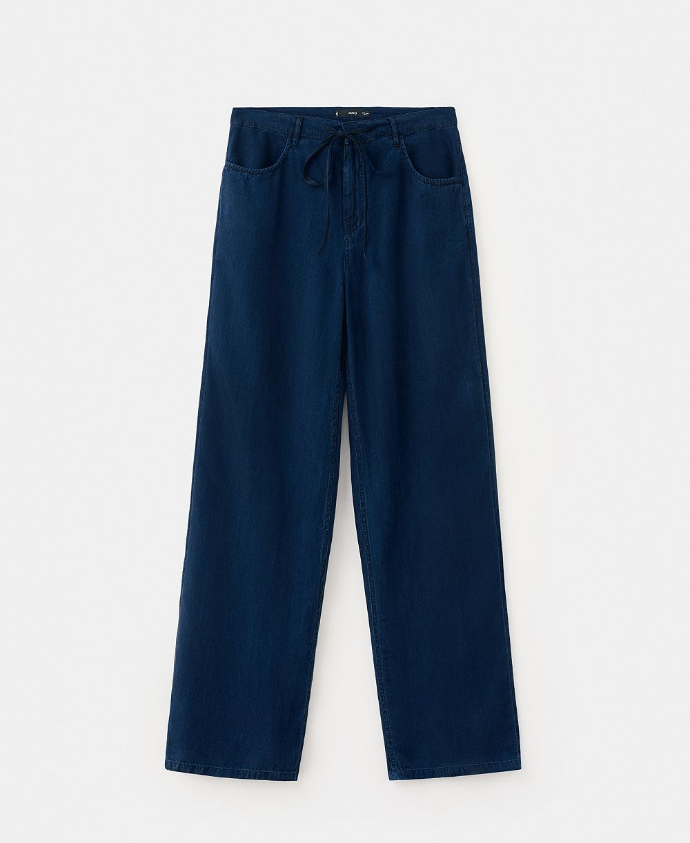 Mango Women's Bow And Belt Denim Jeans