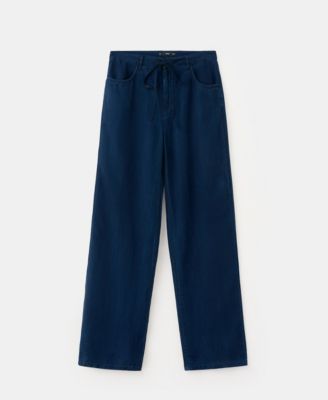 Mango Women's Bow And Belt Denim Jeans