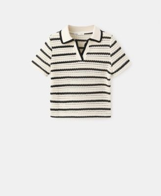 Топ Mango Women's Striped Crocheted Polo
