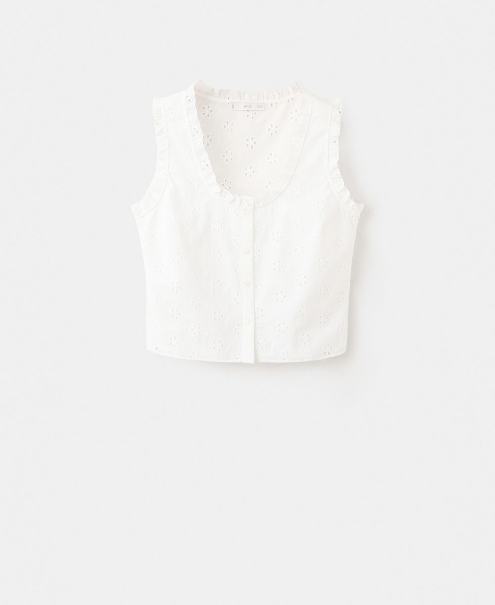 Блузка MANGO Women's Openwork Embroidery Cotton