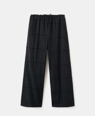 Mango Women's Eyelet Embroidery Cotton Pants