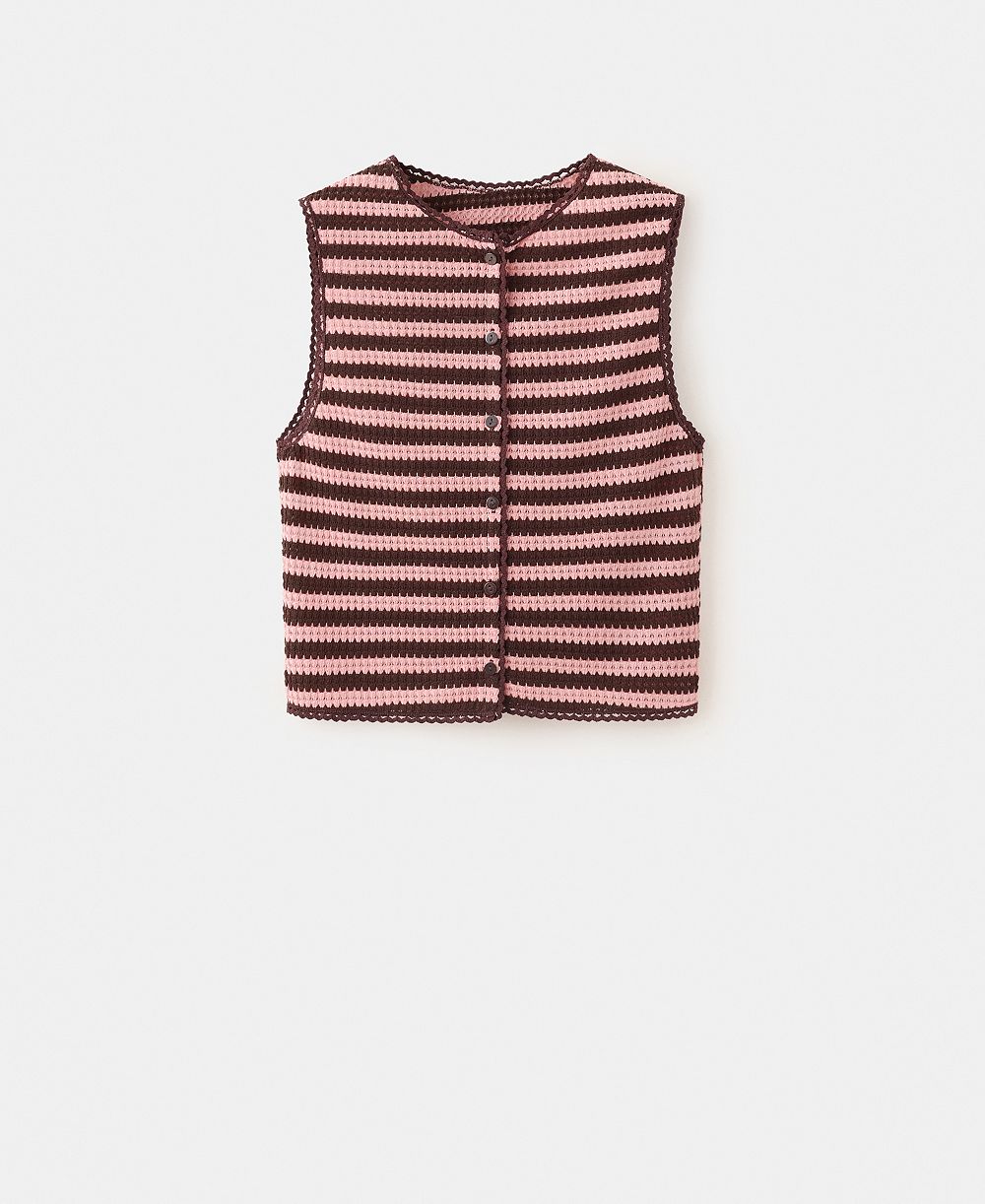 Mango Women's Striped Knit Top