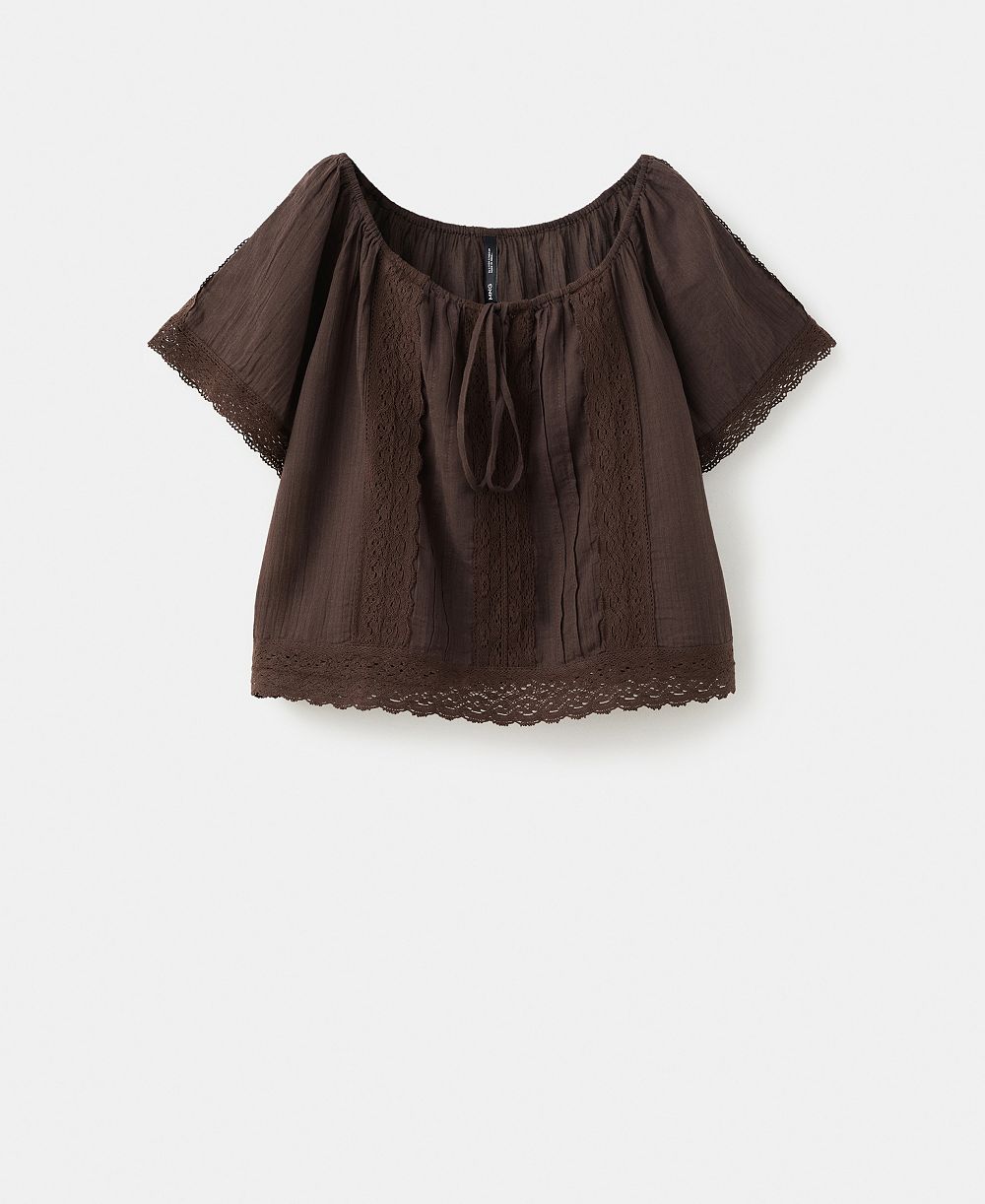 Mango Women's Cotton Lace Blouse