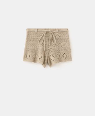 Mango Women's Belt Crocheted Shorts