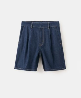 Mango Women's Mid-Rise Pleats Denim Bermuda Shorts