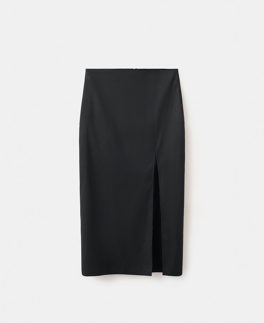 Mango Women's Linen-Cotton-Blend Midi Skirt