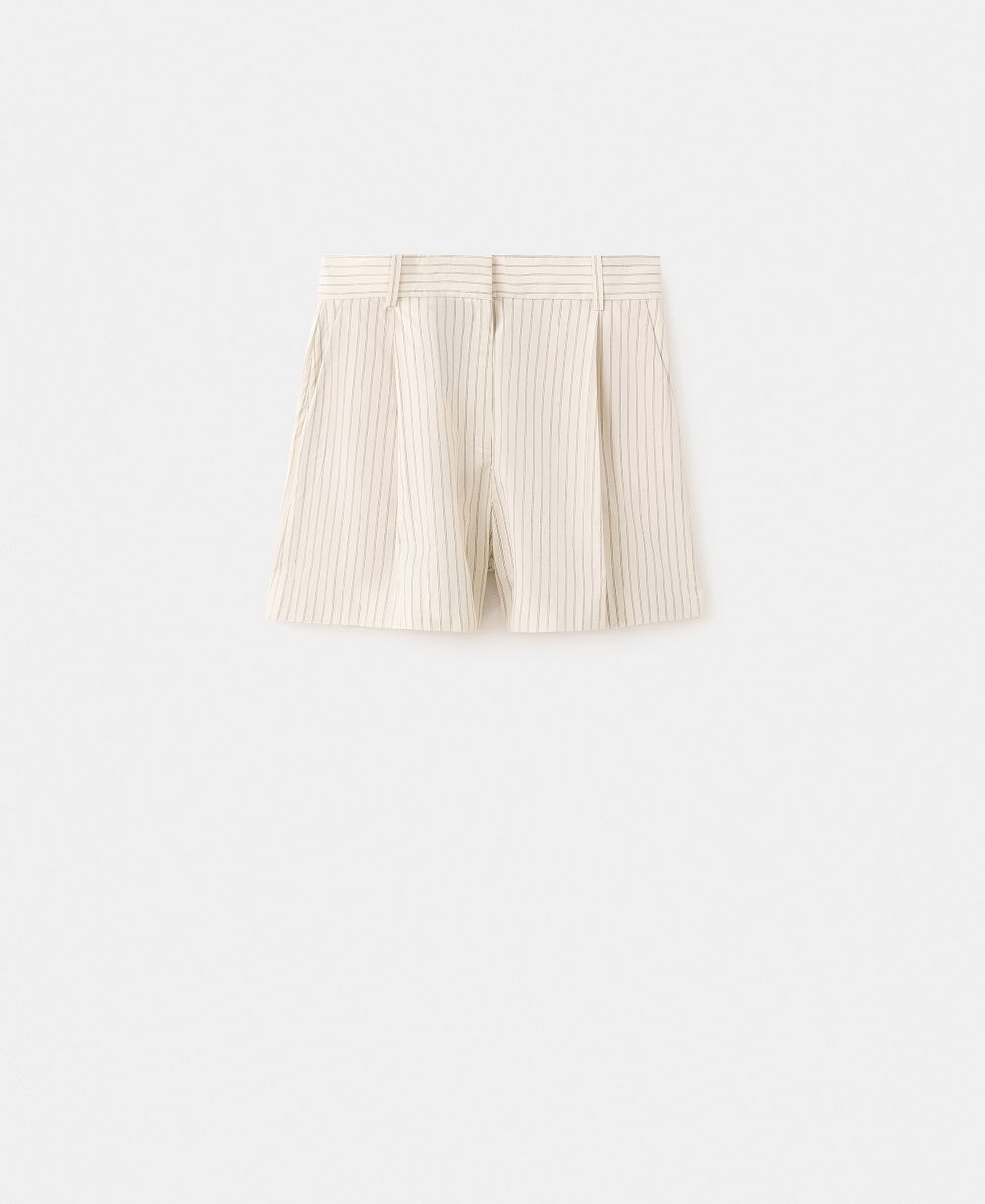 Mango Women's Pinstripe Pleated Bermuda Shorts