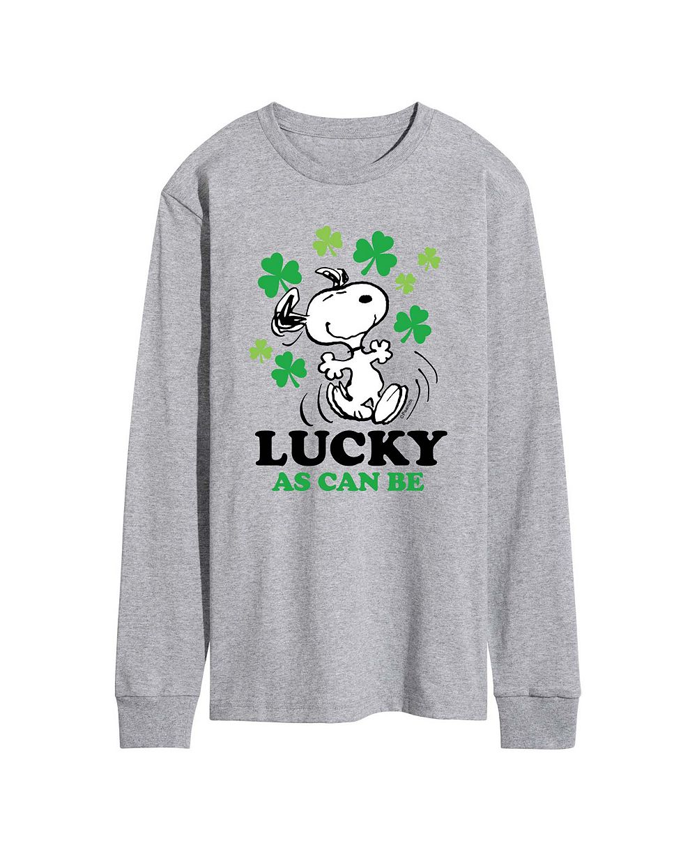 AIRWAVES Мужская футболка Peanuts Snoopy Lucky as can be St. Patrick's Day с длинным рукавом