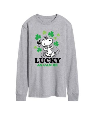 AIRWAVES Мужская футболка Peanuts Snoopy Lucky as can be St. Patrick's Day с длинным рукавом