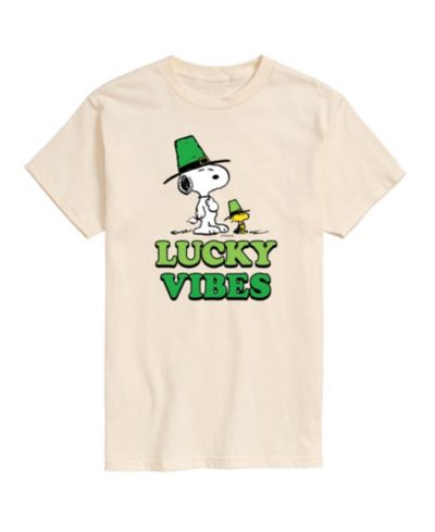 AIRWAVES Мужская футболка с графическим принтом Snoopy and Woodstock Lucky Vibes, короткий рукав