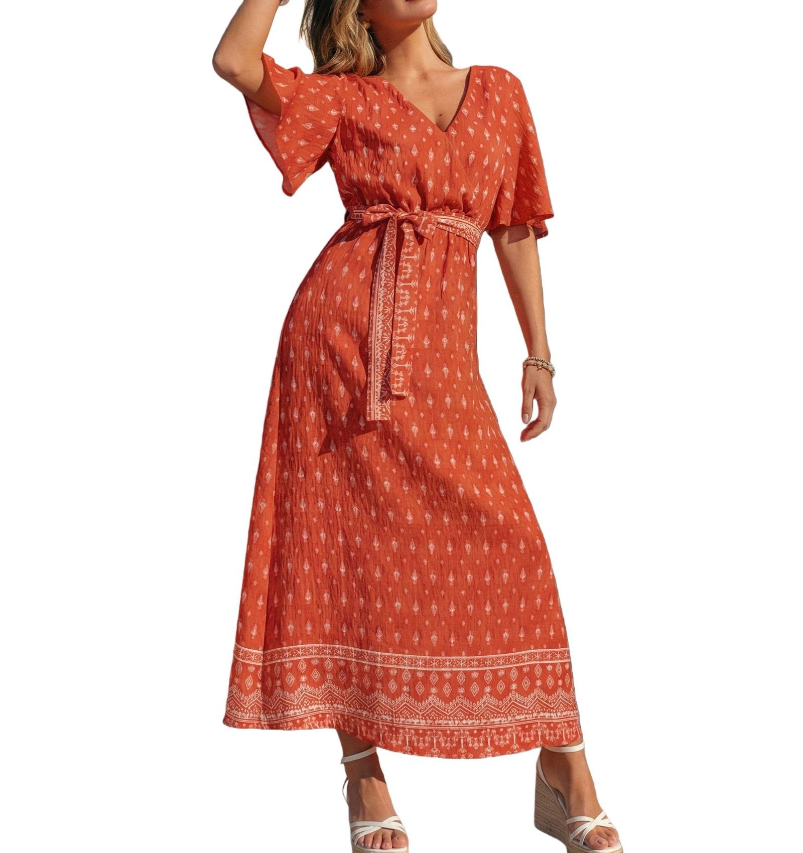 Cupshe Women's Bohemian Printed Maxi Dress with Belt