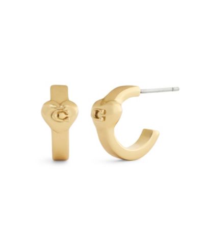 Серьги-кольца COACH Gold Signature C Heart Huggie
