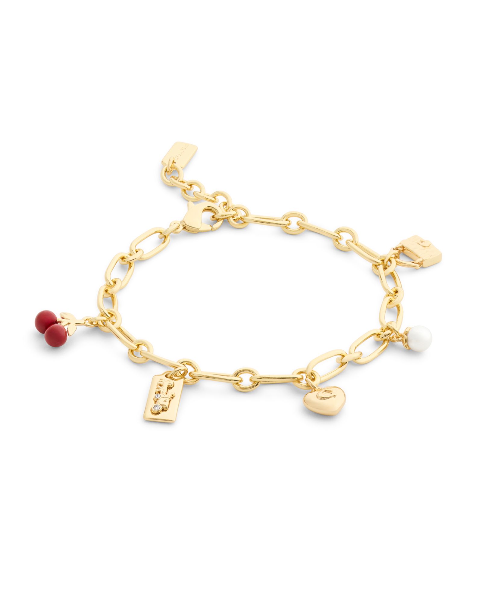 Браслет COACH Faux Stone Signature Cherry Charm Link