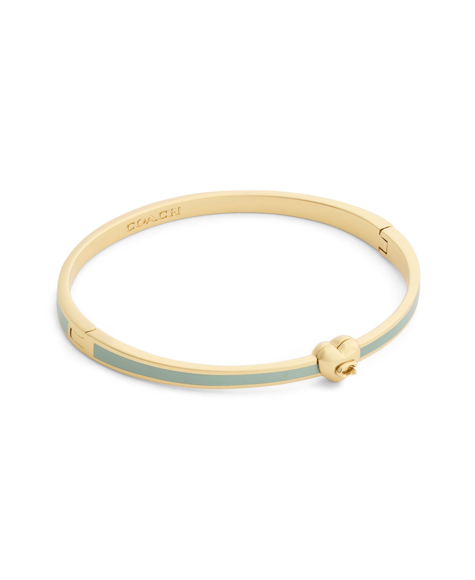 COACH Light Green Signature C Heart Enamel Bangle Boxed Bracelet