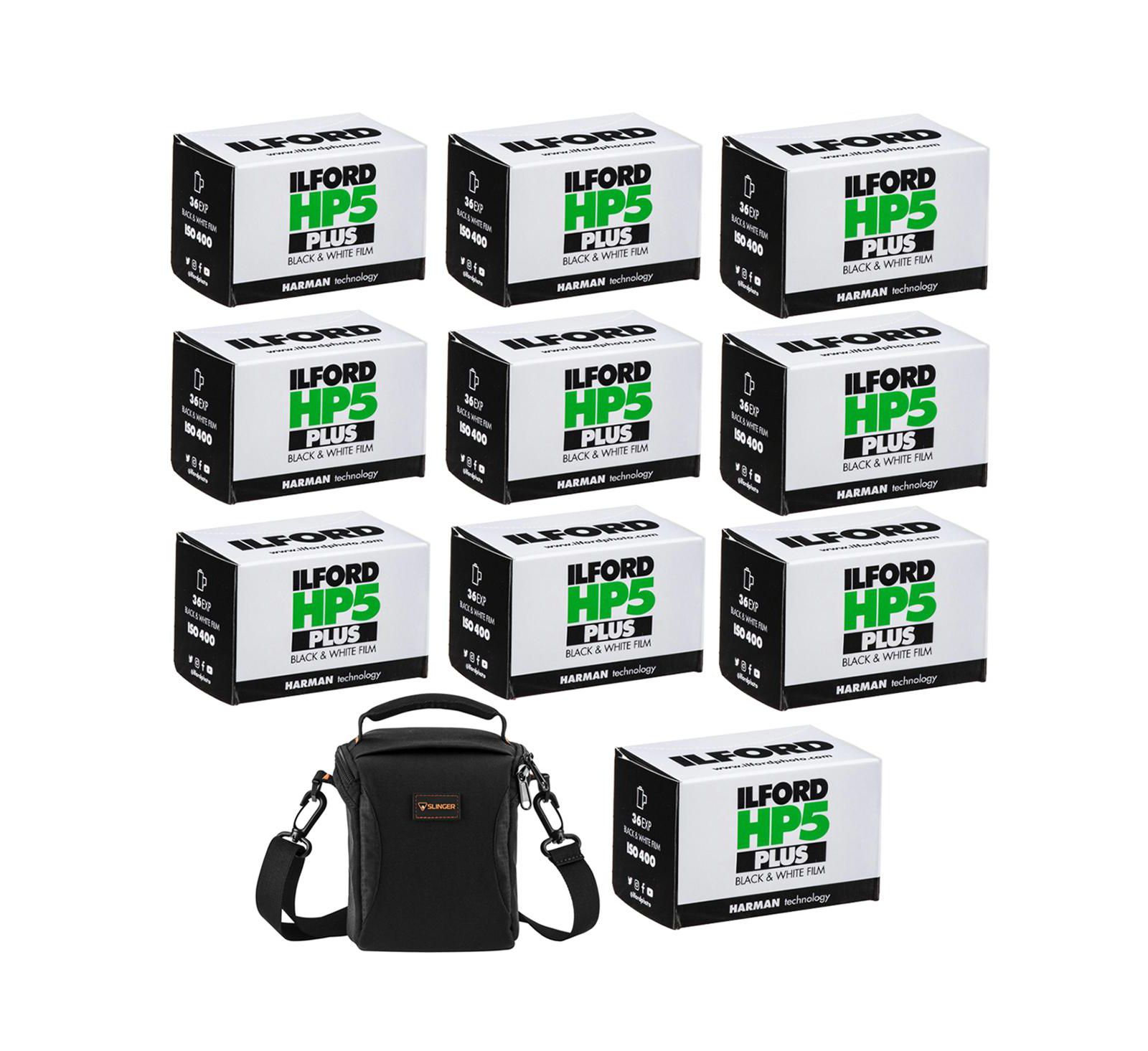 Ilford HP-5 Plus 35mm Black  White Negative Roll Film,10-Pk w/Shoulder Bag