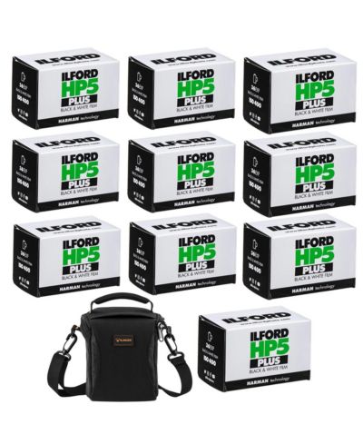 Ilford HP-5 Plus 35mm Black  White Negative Roll Film,10-Pk w/Shoulder Bag