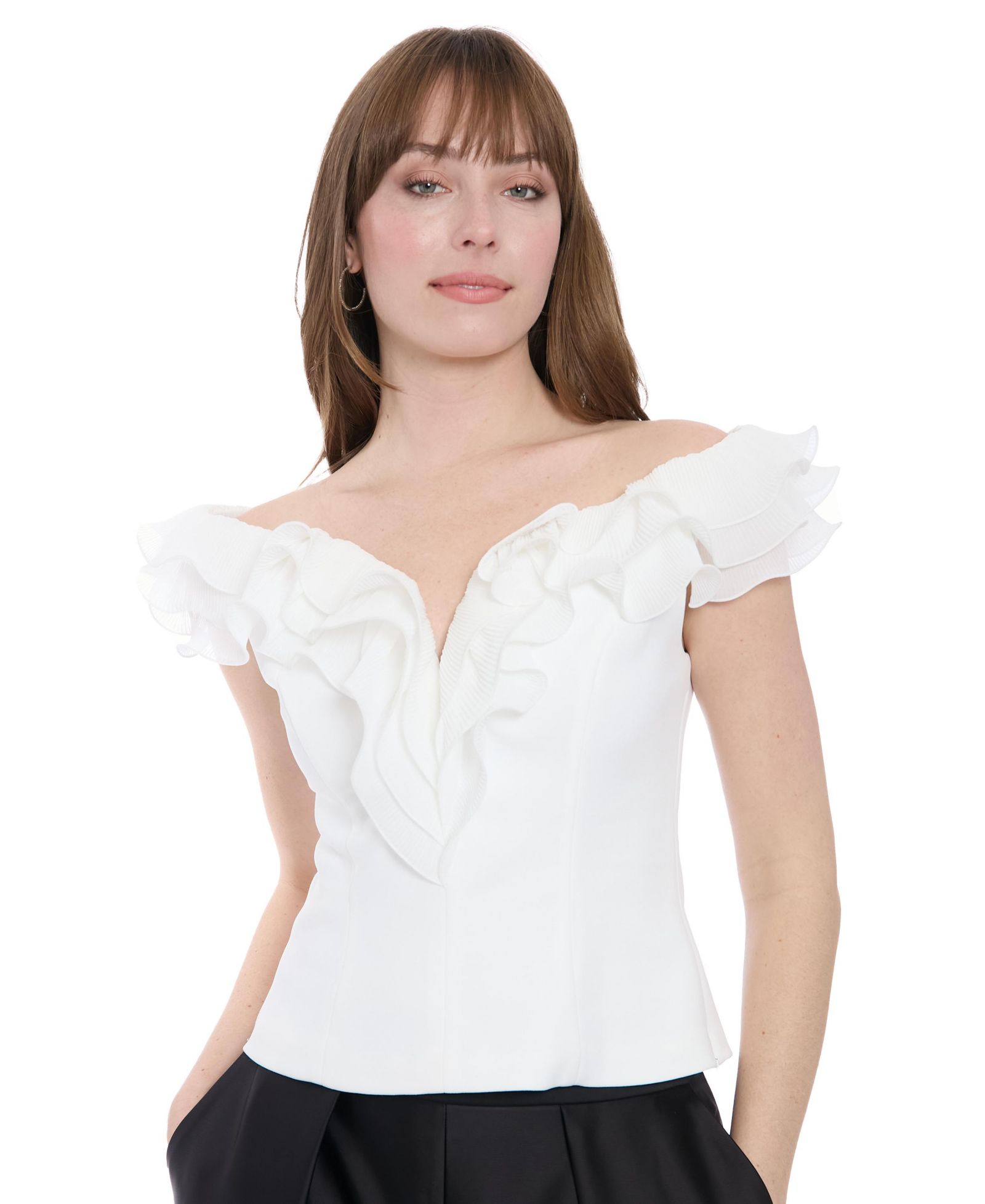 Muse Women's Ruffle Organza Off-The-Shoulder Top
