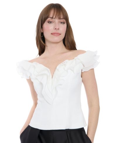 Muse Women's Ruffle Organza Off-The-Shoulder Top