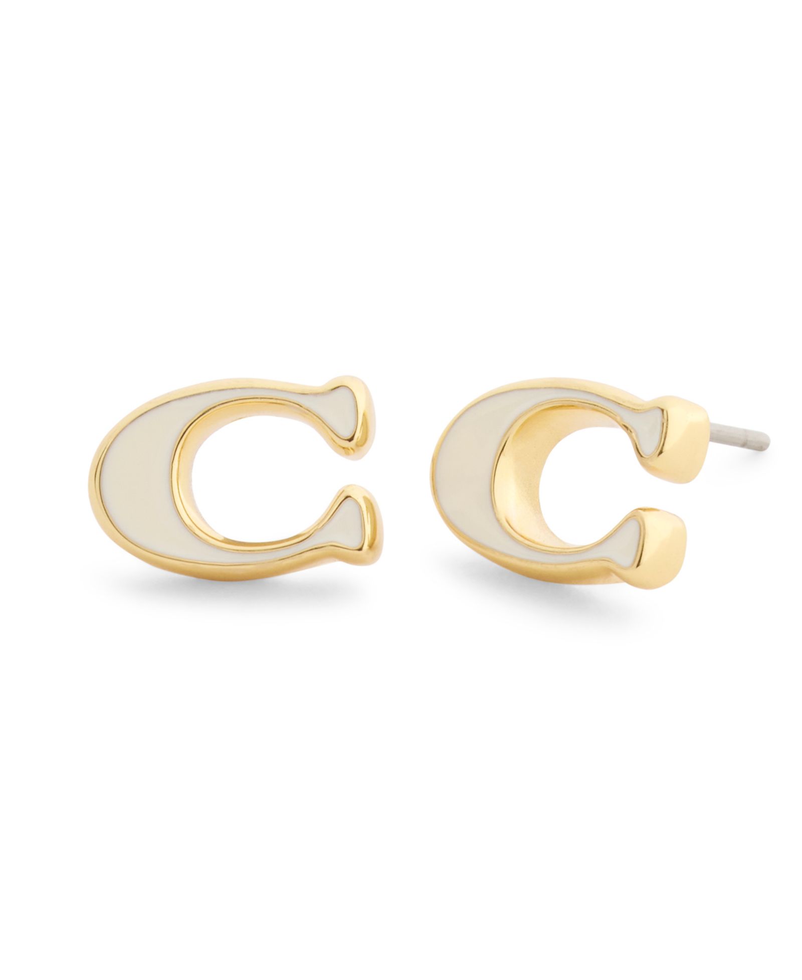 COACH Black Signature C Enamel Stud Earrings