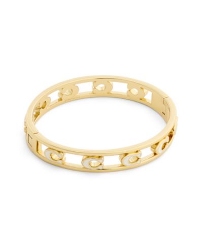 COACH Black Signature C Enamel Openwork Bangle Bracelet
