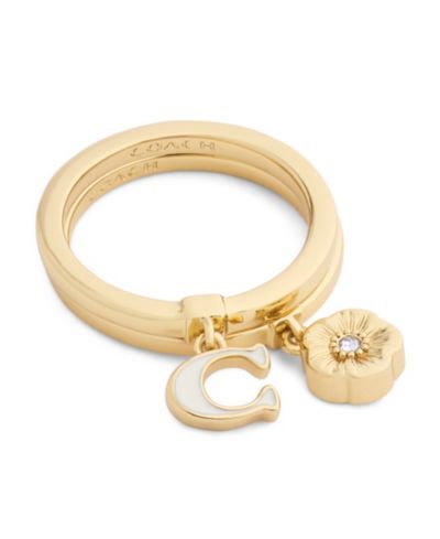 Набор из двух колец COACH Signature C Tea Rose Charm Duo