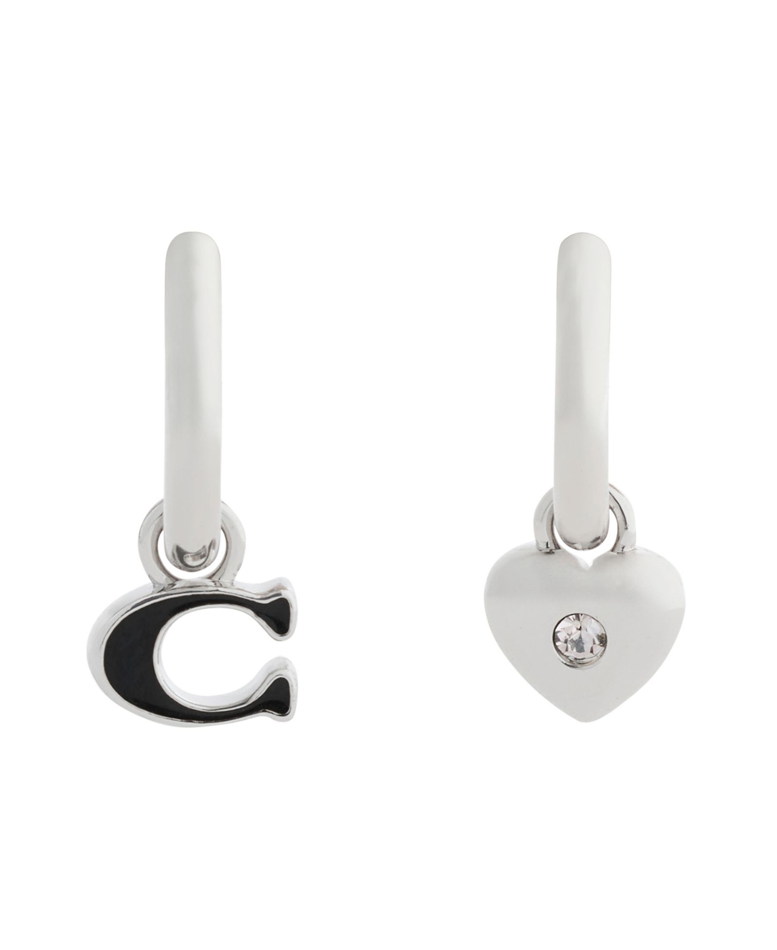 Серьги Coach Black Signature C Heart Mismatch