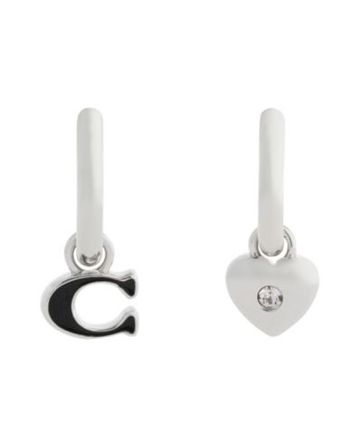 Серьги Coach Black Signature C Heart Mismatch