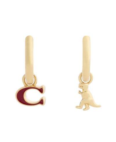 COACH Серьги C Rexy Mismatch цвета Burgundy с подписью