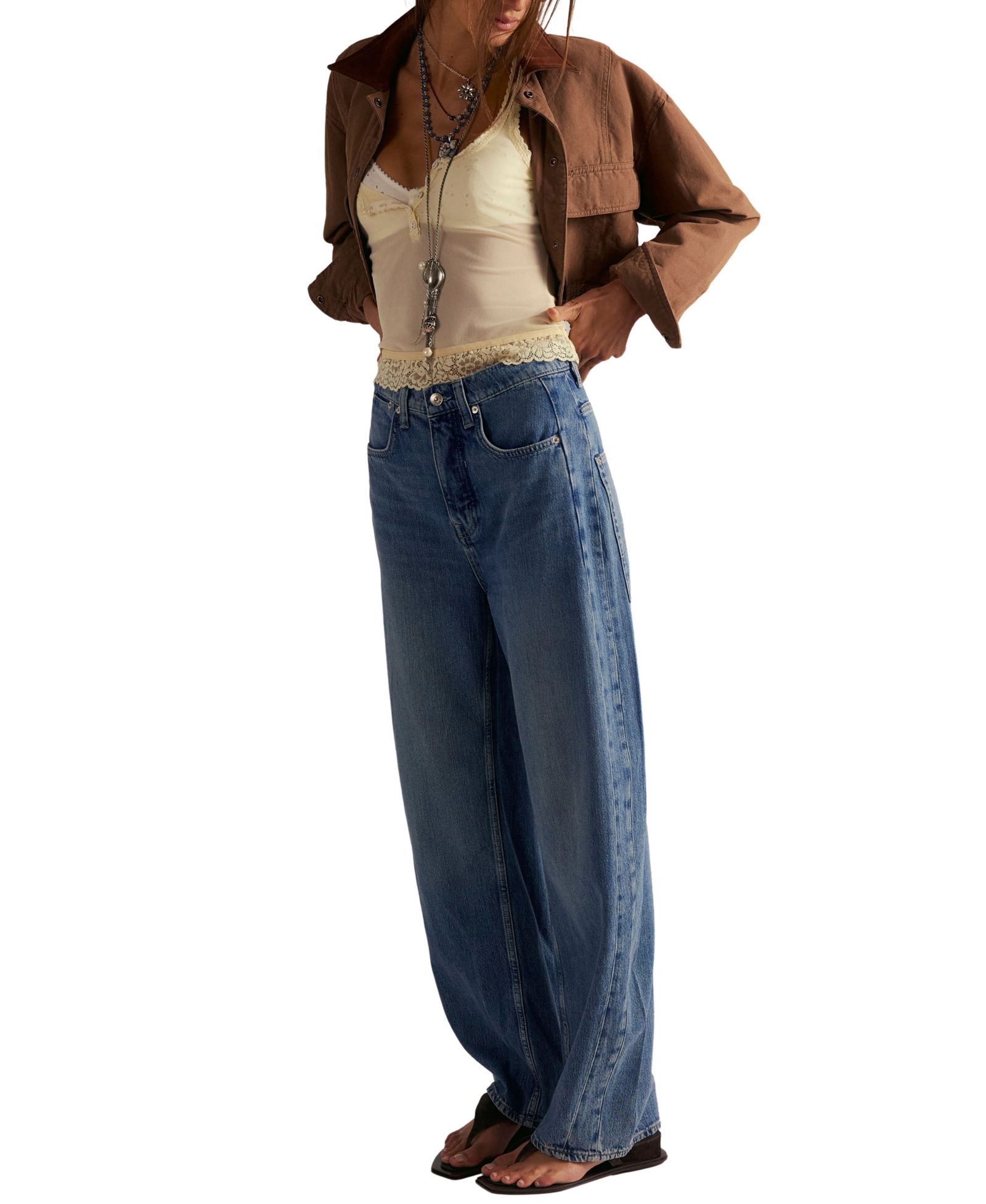 Free People Женские джинсы Truro Baggy Puddle High-Rise