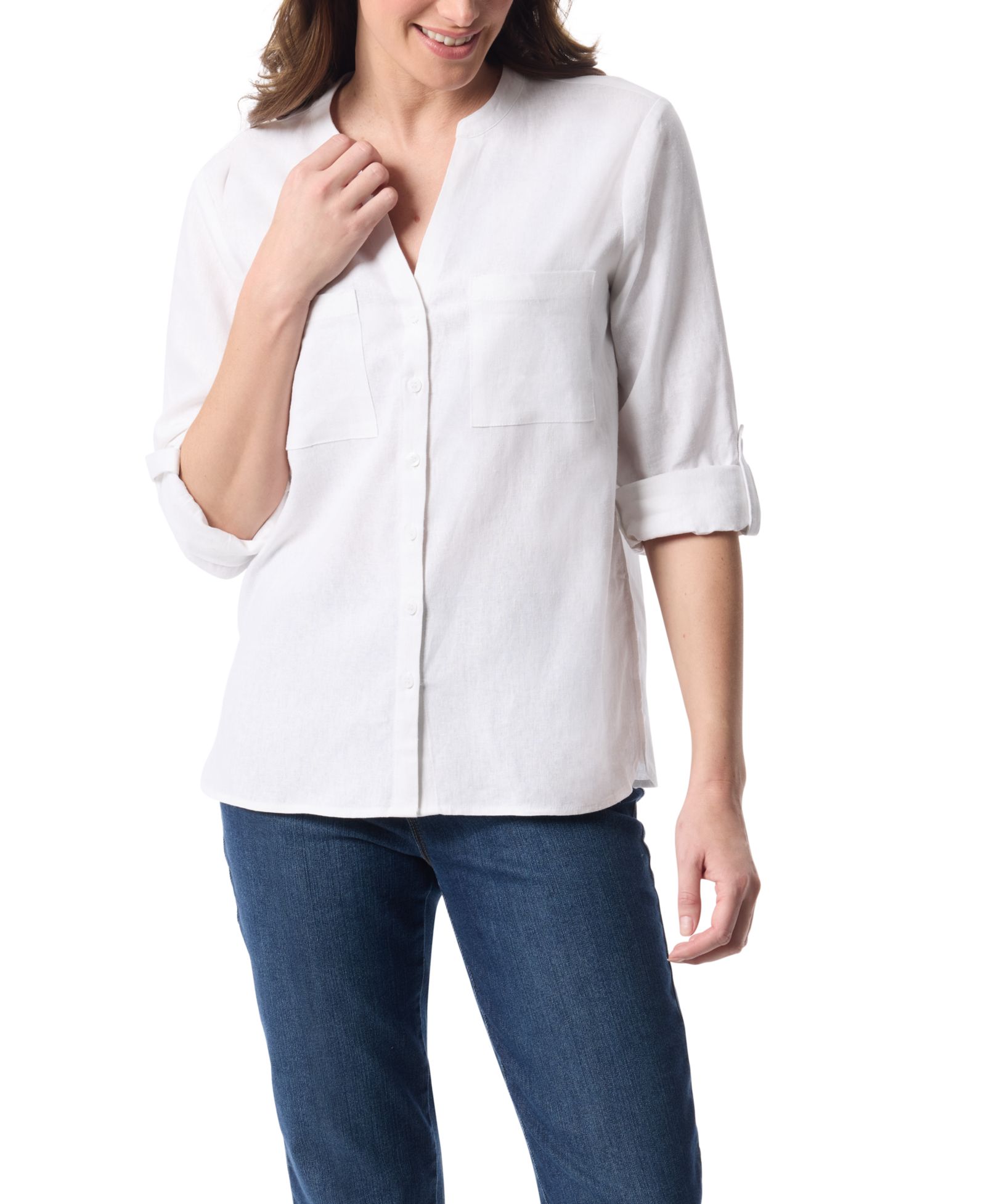 Gloria Vanderbilt Women's Linen Button Front Top