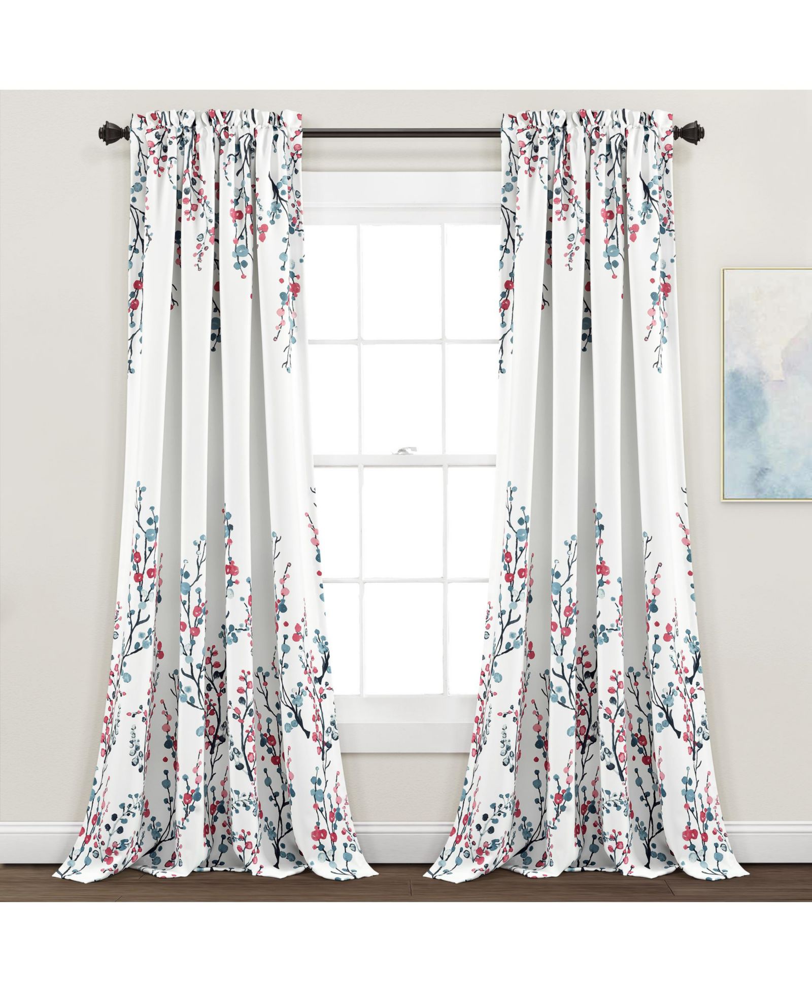 Шторы Lush Decor Mirabelle Watercolor Floral Window Curtain Panels Pair 52"W x 84"L +2"
