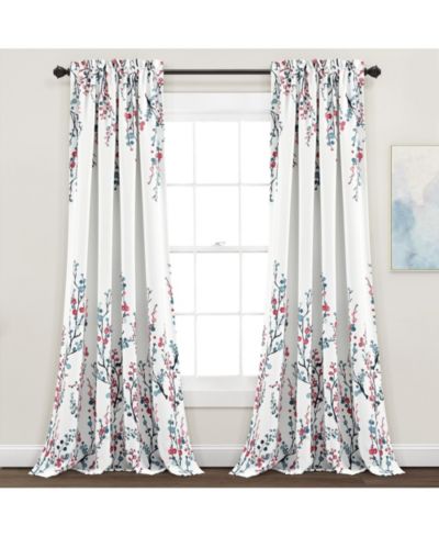 Шторы Lush Decor Mirabelle Watercolor Floral Window Curtain Panels Pair 52"W x 84"L +2"