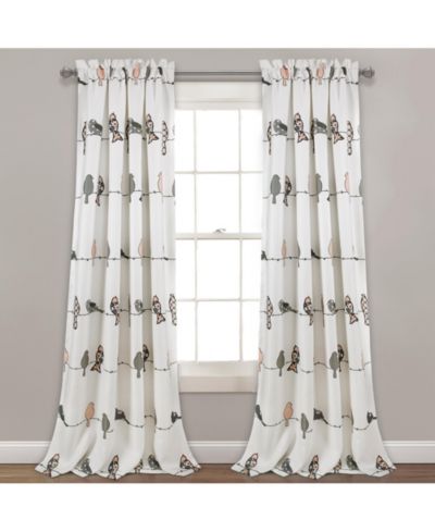 Lush Decor Rowley Birds светопропускающие шторы для спальни, пара, 52" W x 108" L