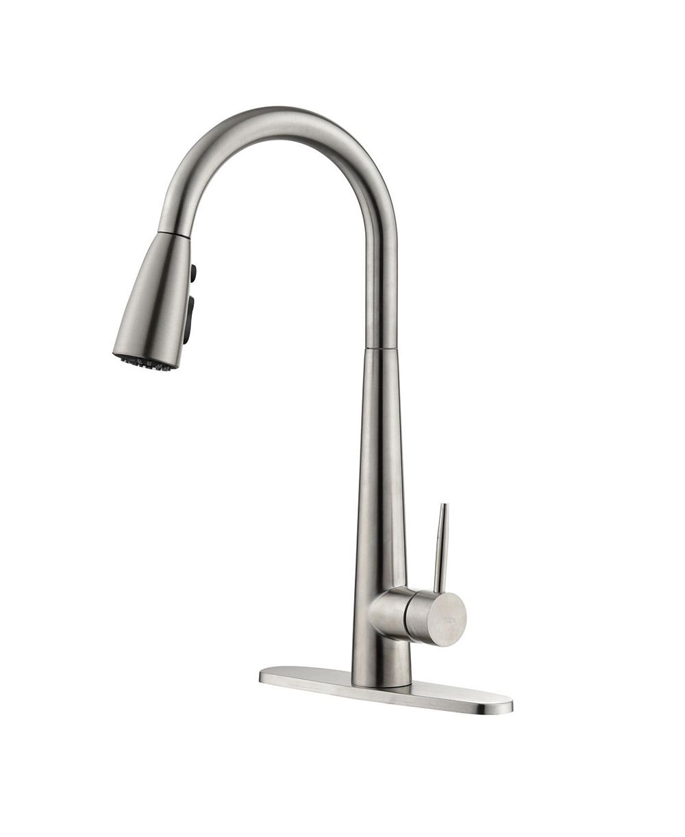 RAINSKEN Kitchen Faucet with Pull Down Sprayer, High Arc 360° Swivel Brushed Nickel, 3-Mode Spray Head, for Farmhouse Modern Laundry Rv Bar