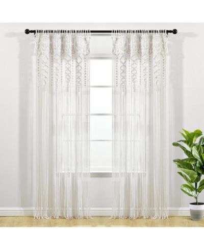 Штора Lush Decor Boho Macrame Textured Cotton Window Curtain Panel Single 40"W x 95"L