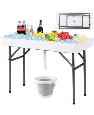 Складной стол для вечеринок Mecale 4 ft с юбкой и ведром для льда, портативный кулер-стол