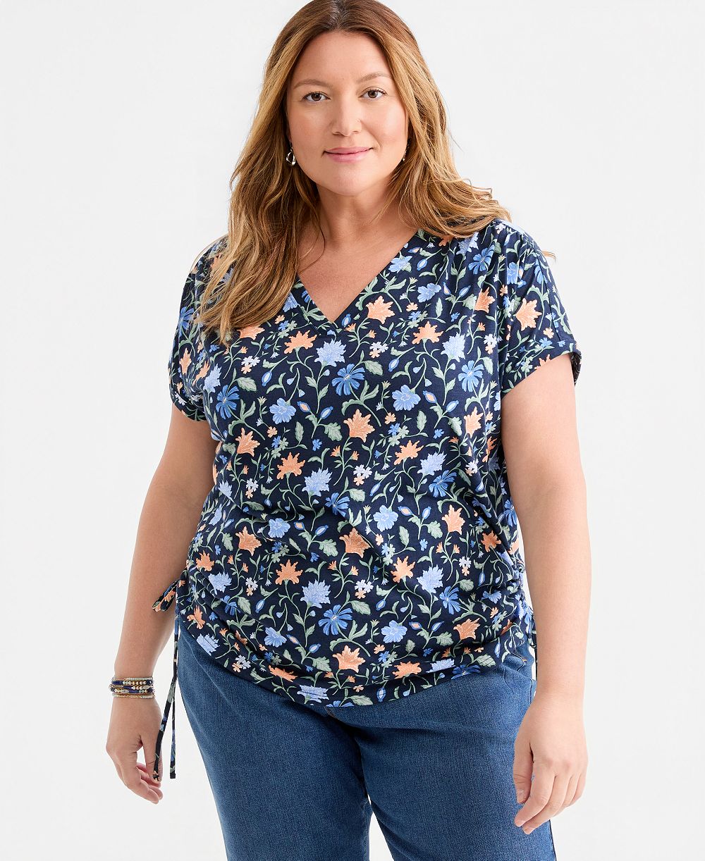 Женский топ Plus Size с цветочным принтом и драпировкой Style & Co