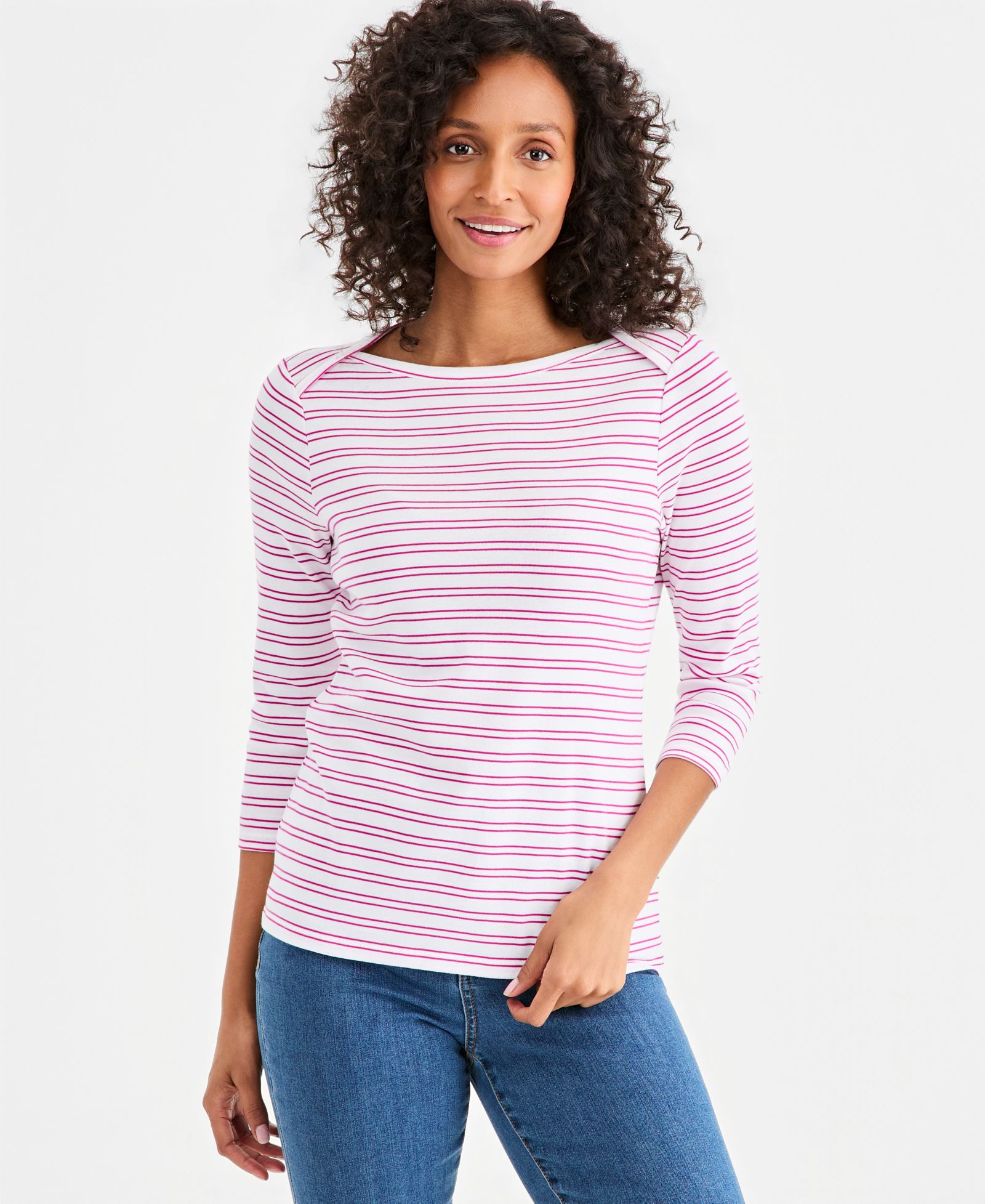 Хлопковый топ с вырезом лодочка Style & Co Petite Cotton Boat Neck Top