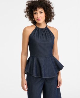 I.N.C. International Concepts Женский денимный топ Peplum Halter