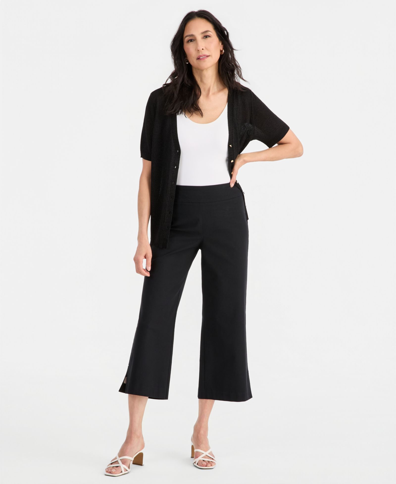 JM Collection Women's Mid-Rise Pull-on Wide-Leg Capri Pants, Macy's Exclusive