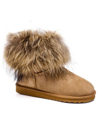 Pazstor Women's Shearling and Raccoon Hair Boots CY2469